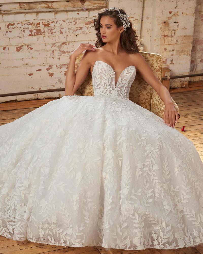 123243 3d lace ball gown wedding dress with sweetheart neckline4